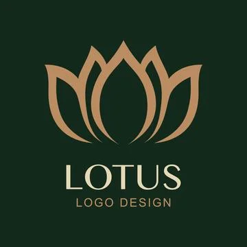 Vector Simple Lotus Logo Design. Minimal Luxury Flower Symbol for Spa, Well.. Stock Illustration