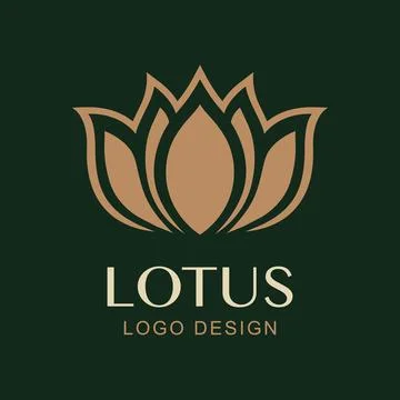 Vector Simple Lotus Logo Design. Minimal Luxury Flower Symbol for Spa, Well.. Ilustração Stock