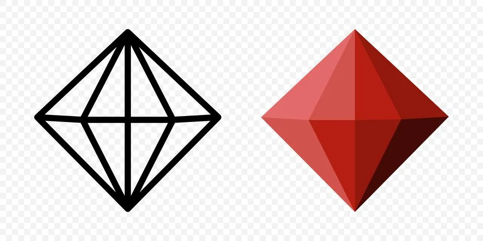 Vector Simple Minimalistic Gemstone Icon. Diamond, Crystal, Rhinestones Closeup Stock Illustration