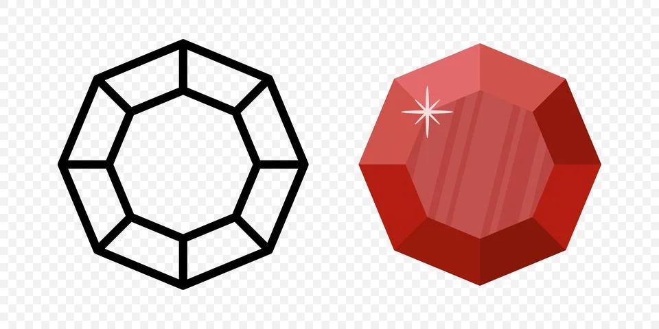 Vector Simple Minimalistic Gemstone Icon. Diamond, Crystal, Rhinestones Closeup Stock Illustration