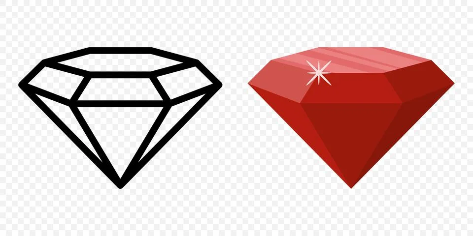 Vector Simple Minimalistic Gemstone Icon. Diamond, Crystal, Rhinestones Closeup Stock Illustration