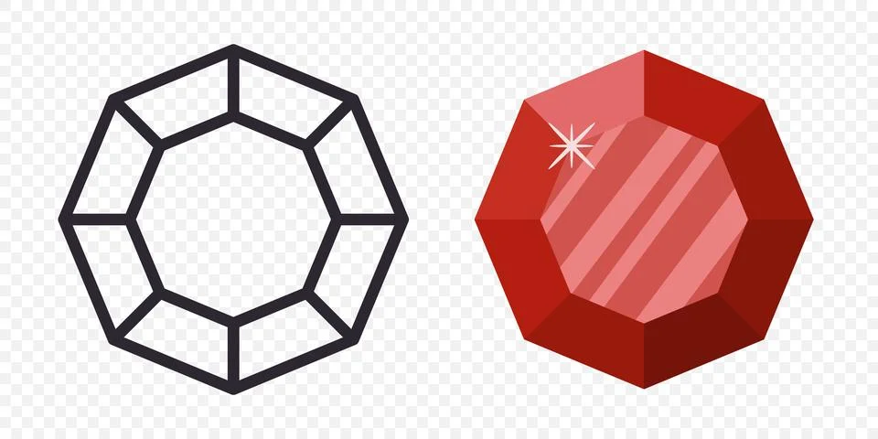 Vector Simple Minimalistic Gemstone Icon. Diamond, Crystal, Rhinestones Closeup Illustrazione stock