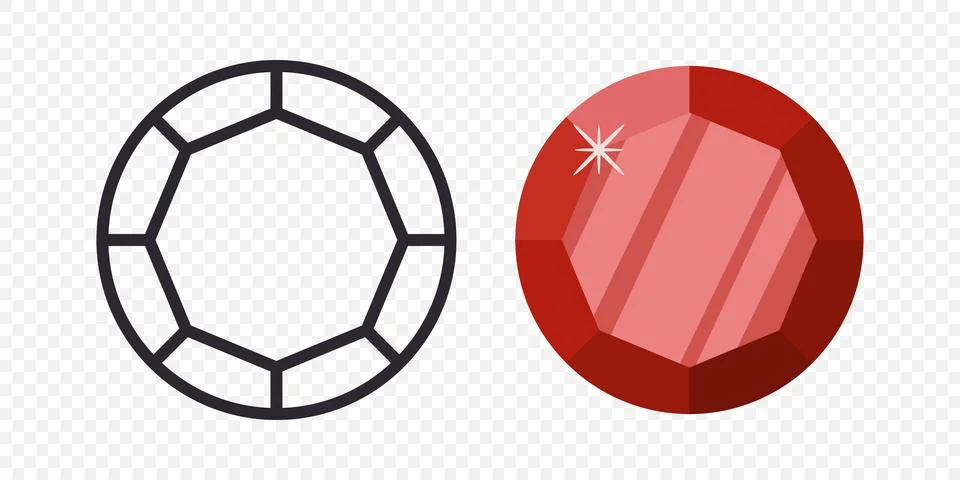 Vector Simple Minimalistic Gemstone Icon. Diamond, Crystal, Rhinestones Closeup Stock Illustration