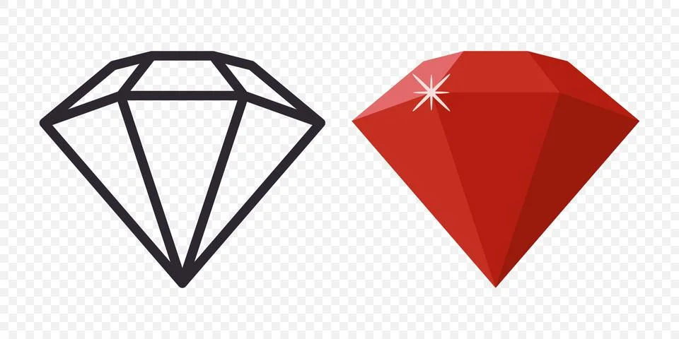 Vector Simple Minimalistic Gemstone Icon. Diamond, Crystal, Rhinestones Closeup Illustrazione stock