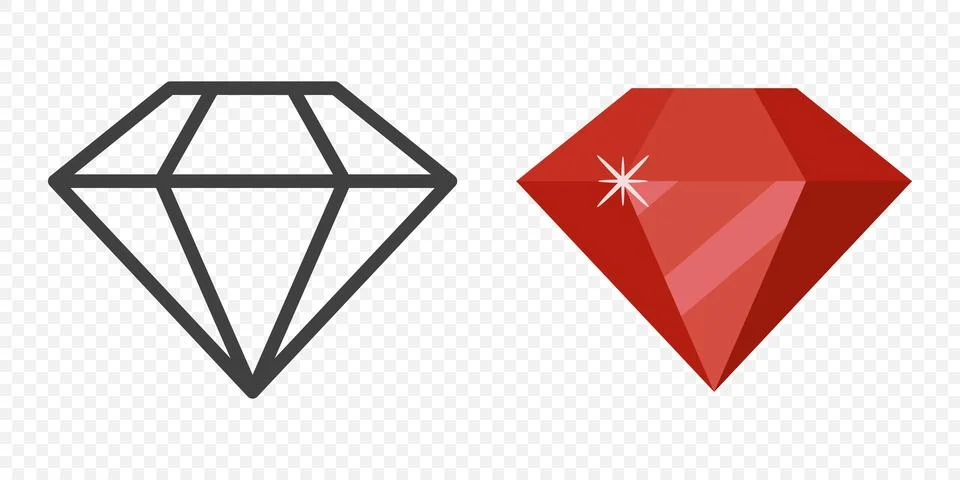 Vector Simple Minimalistic Gemstone Icon. Diamond, Crystal, Rhinestones Closeup Stock Illustration