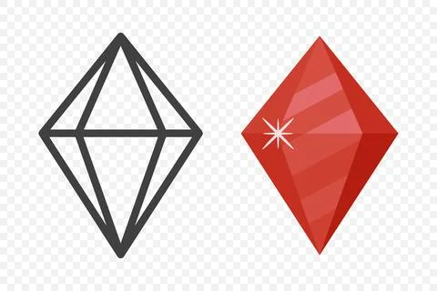 Vector Simple Minimalistic Gemstone Icon. Diamond, Crystal, Rhinestones Closeup Illustrazione stock