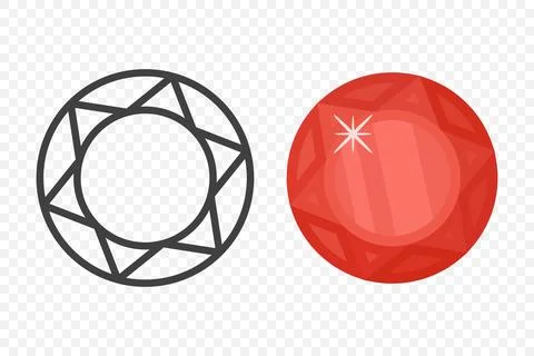 Vector Simple Minimalistic Gemstone Icon. Diamond, Crystal, Rhinestones Closeup Stock Illustration