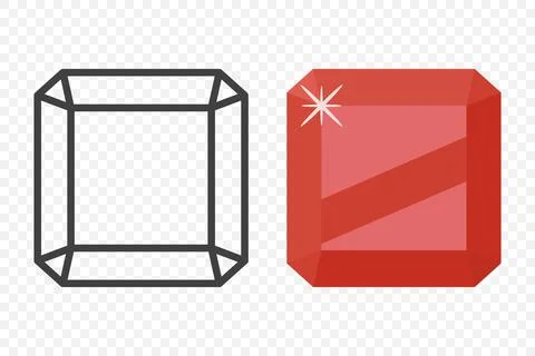 Vector Simple Minimalistic Gemstone Icon. Diamond, Crystal, Rhinestones Closeup Illustrazione stock