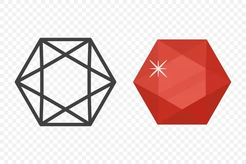 Vector Simple Minimalistic Gemstone Icon. Diamond, Crystal, Rhinestones Closeup Stock Illustration