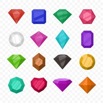 Vector Simple Minimalistic Gemstone Icon Set. Diamond, Crystal, Rhinestones イラスト素材