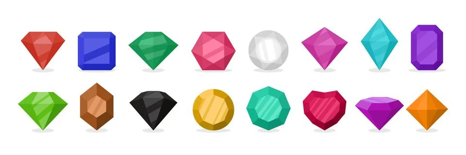 Vector Simple Minimalistic Gemstone Icon Set. Diamond, Crystal, Rhinestones Illustrazione stock