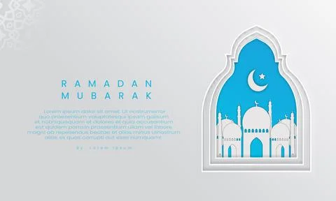 Vector simple paper cut mosque theme ramadan greetings Illustrazione stock