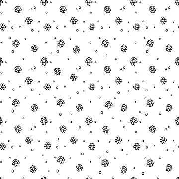 Vector simple primitive floral seamless pattern. Cute endless print with flow 스톡 일러스트