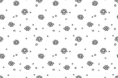 Vector simple primitive floral seamless pattern. Cute endless print with flow Stock Illustration