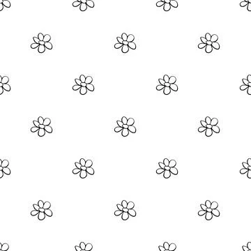 Vector simple primitive floral seamless pattern. Cute endless print with flow Illustrazione stock