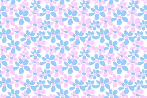 Vector simple primitive floral seamless pattern. Cute endless print with flow 库存插图