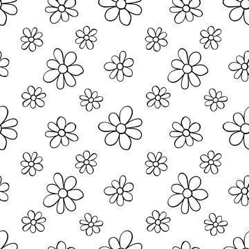 Vector simple primitive floral seamless pattern. Cute endless print with flow 스톡 일러스트