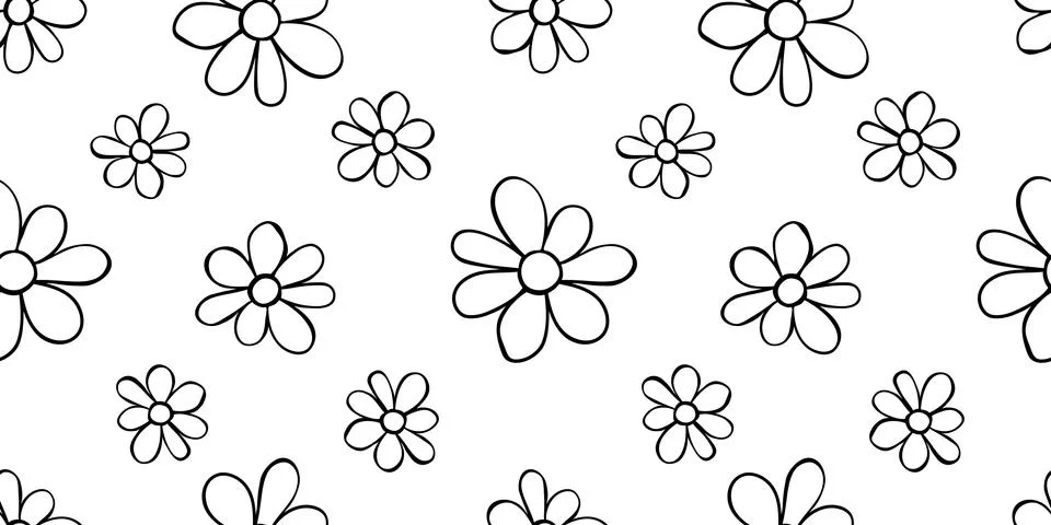 Vector simple primitive floral seamless pattern. Cute endless print with flow Illustrazione stock