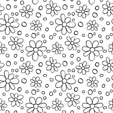 Vector simple primitive floral seamless pattern. Cute endless print with flow Illustrazione stock