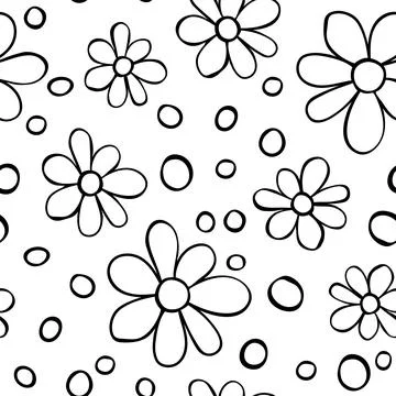 Vector simple primitive floral seamless pattern. Cute endless print with flow 스톡 일러스트