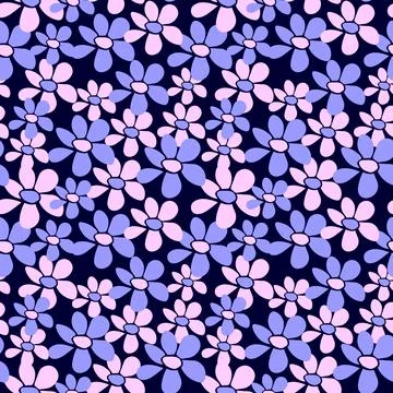 Vector simple primitive floral seamless pattern. Cute nature endless print wi Illustrazione stock