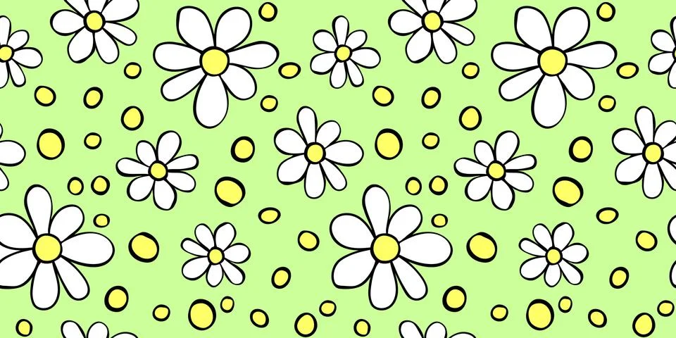 Vector simple primitive floral seamless pattern. Cute endless print with flow 스톡 일러스트