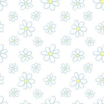 Vector simple primitive floral seamless pattern. Cute endless print with flow 库存插图