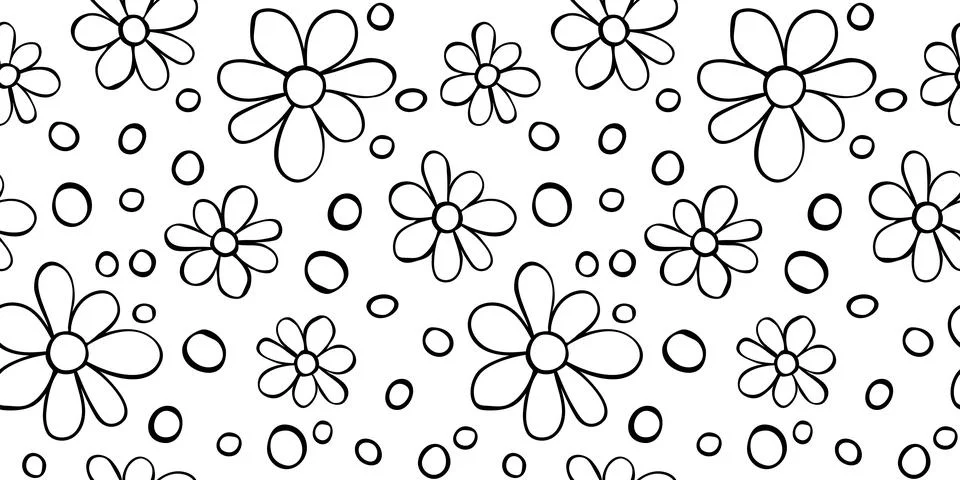 Vector simple primitive floral seamless pattern. Cute endless print with flow Stock Illustration