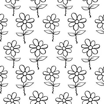 Vector simple primitive floral seamless pattern. Cute endless print with flow Stock Illustration