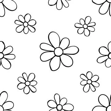 Vector simple primitive floral seamless pattern. Cute endless print with flow Stockillustratie
