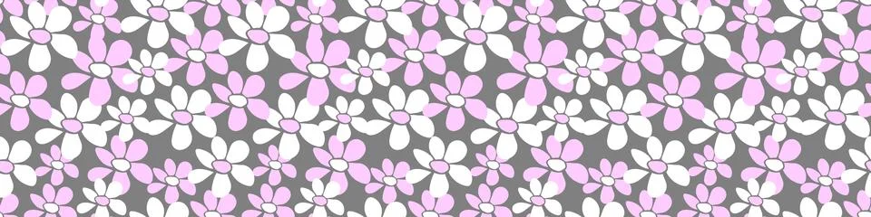 Vector simple primitive floral seamless pattern. Cute endless print with flow 库存插图