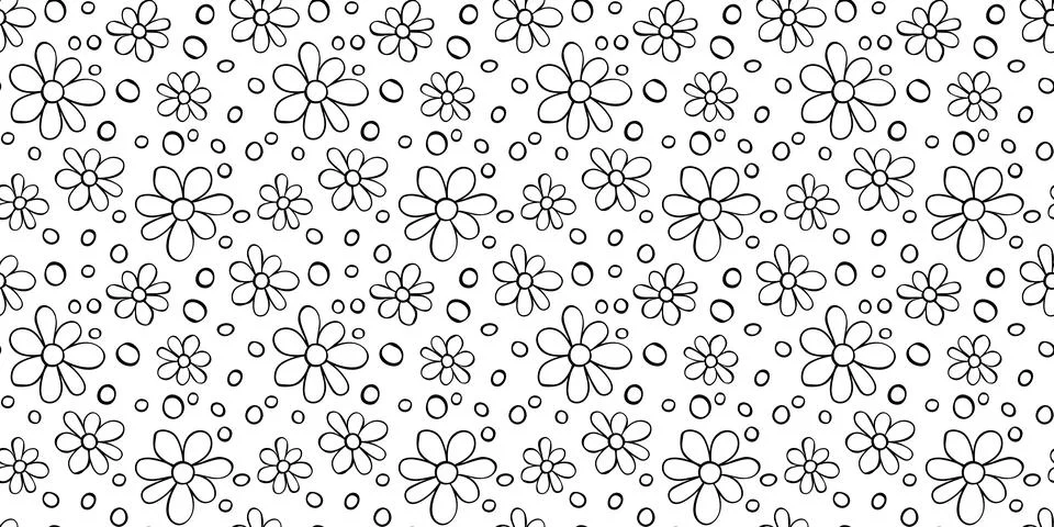 Vector simple primitive floral seamless pattern. Cute endless print with flow Illustrazione stock