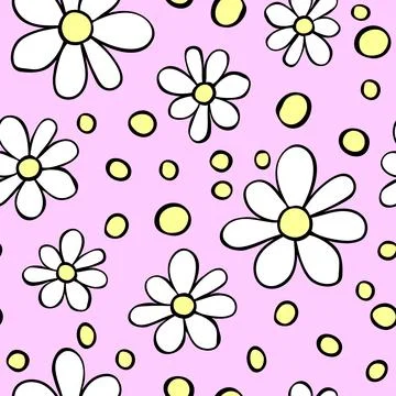 Vector simple primitive floral seamless pattern. Cute endless print with flow 库存插图