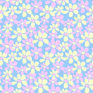 Vector simple primitive floral seamless pattern. Cute endless print with flow 库存插图