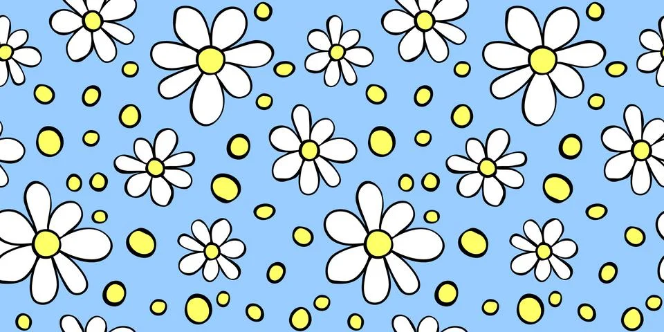 Vector simple primitive floral seamless pattern. Cute endless print with flow 库存插图