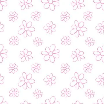 Vector simple primitive floral seamless pattern. Cute endless print with flow 스톡 일러스트