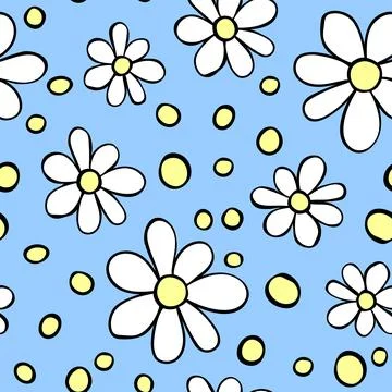 Vector simple primitive floral seamless pattern. Cute endless print with flow 스톡 일러스트