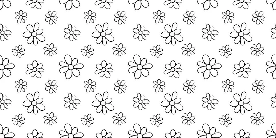 Vector simple primitive floral seamless pattern. Cute endless print with fl.. Stock Illustration