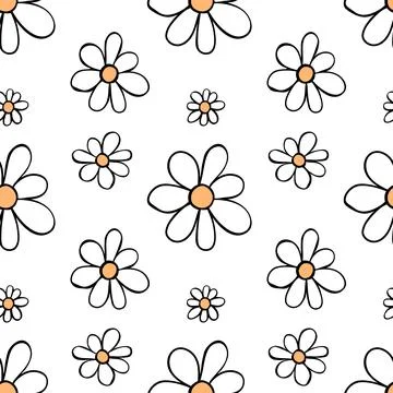 Vector simple primitive floral seamless pattern. Cute endless print with fl.. イラスト素材