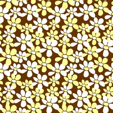 Vector simple primitive floral seamless pattern. Cute endless print with flow 库存插图