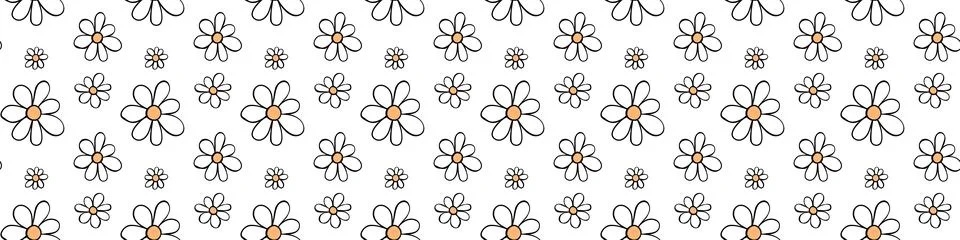 Vector simple primitive floral seamless pattern. Cute endless print with fl.. 스톡 일러스트