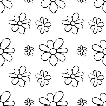 Vector simple primitive floral seamless pattern. Cute endless print with fl.. Stock Illustration