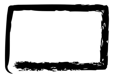 Vector simple rectangle frame from black crayon, at white background Stock Illustration