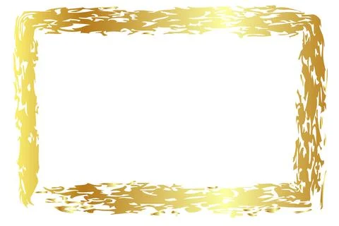Vector simple rectangle frame from gold golden crayon, at white background 스톡 일러스트