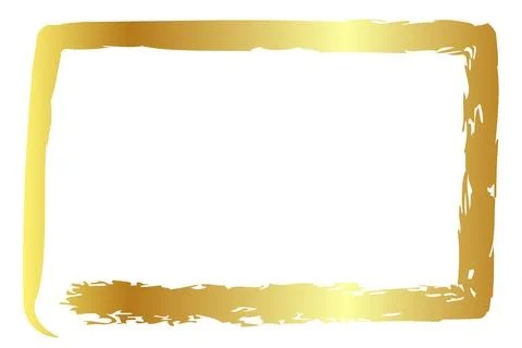 Vector simple rectangle frame from gold goldeb crayon, at white background Stock Illustration