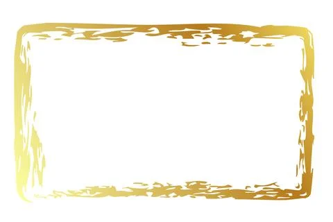 Vector simple rectangle frame from gold goldeb crayon, at white background 스톡 일러스트