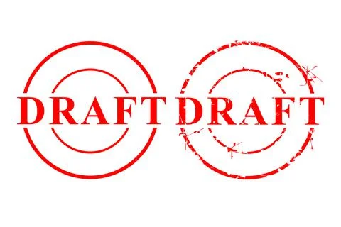 Vector Simple red scratch rubber stamp, draft,  at Isolated on White Stock Illustration