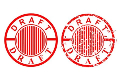 Vector Simple red scratch rubber stamp, draft,  at Isolated on White Stock Illustration