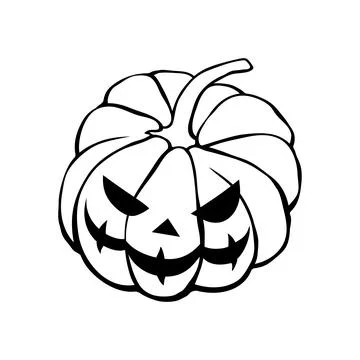 Vector simple scary spooky smiling Halloween pumpkin isolated. Jack o Lantern Stock Illustration