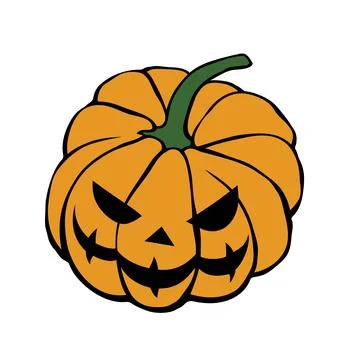 Vector simple scary spooky smiling Halloween pumpkin isolated. Jack o Lantern Stock Illustration